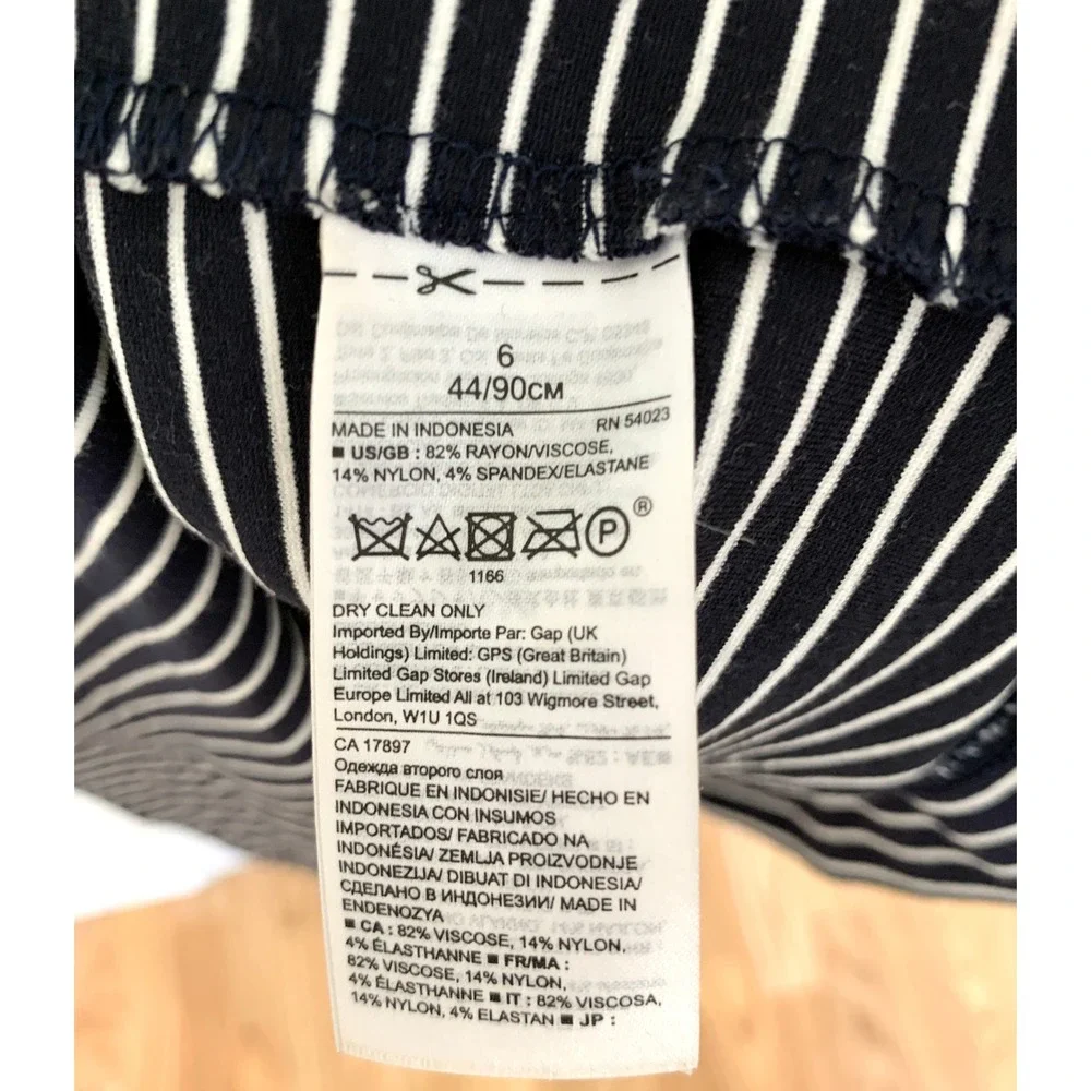 Banana Republic Sleeveless Ponte Sheath Dress Navy White Stripe Career Size 6